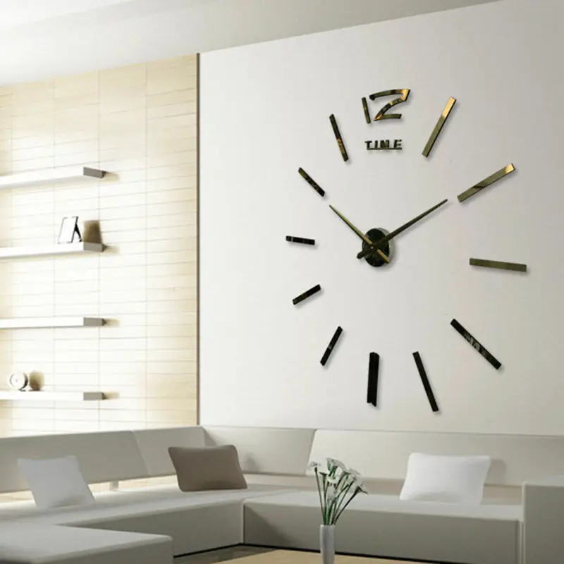 Новые настенные часы современный дизайн DIY аналоговые 3D зеркальная поверхность маленький номер настенные часы Европа акриловая наклейка домашний декор Прямая поставка