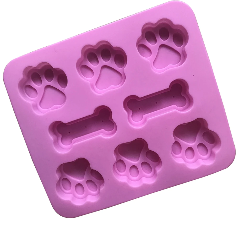 Dog footprint feet mould cake molds bone mold creative cookie fondant cat paw silicone bakeware baking tools