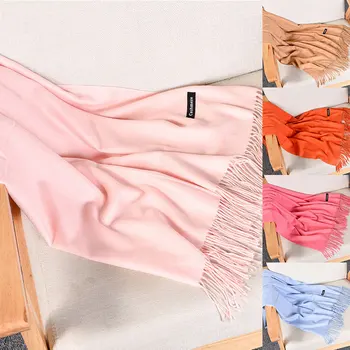 

Solid Color Cashmere Scarf Women 2019 New Long Soft Shawls and Wraps Foulard Pashmina Fashion Tassels Hijab Femme Neck Scarves