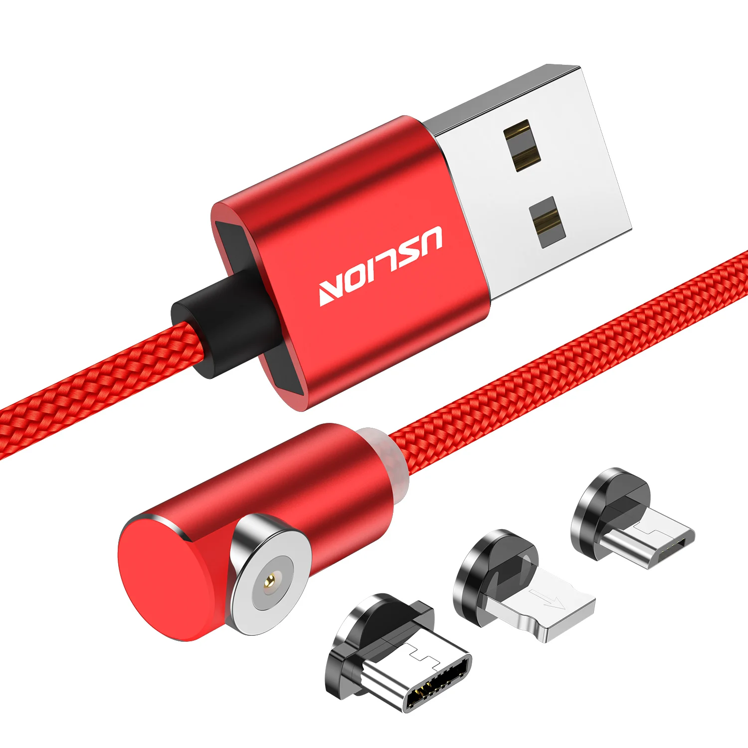USLION магнитное зарядное устройство type C USB кабель для samsung S9 Магнитный кабель для iPhone Micro USB кабель Быстрая зарядка USB C кабель - Цвет: Red