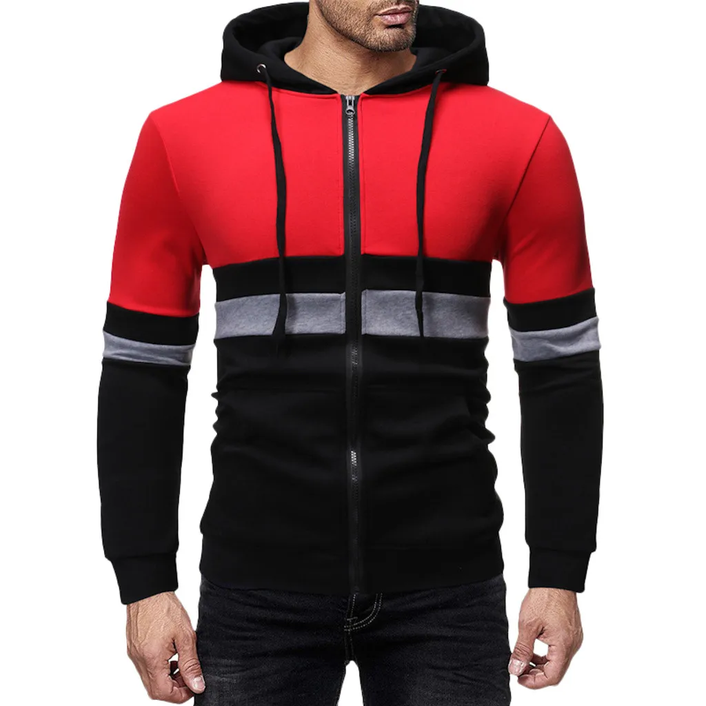 

Hoodies Men's Sweatshirt Autum Winter Long Sleeve Hooded Sweatshirt Patchwork Outwear Slim Fit Tops Hoody Male sudadera hombre