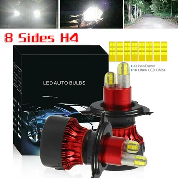 

2x 8Side H4 9003 HB2 Car LED Headlight Kit Bulb CSP 200W 32000LM 6500K 360Degree Super High Brightness
