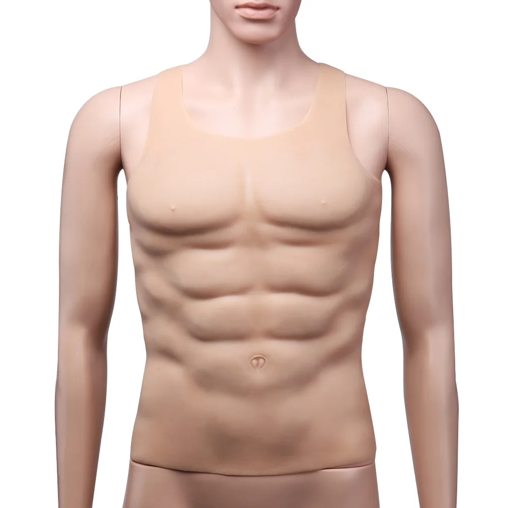 Skin Мускулистый мускул для груди, Мужская силиконовая искусственная грудь, мускулистый пластик, шесть упаковок, v-образный вырез, АБС-пластик, 1950 г, боди для мужчин, формирователь тела - Цвет: Skin
