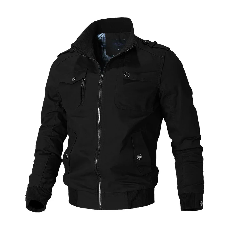 chaqueta hombre Military Autumn Jacket Men Solid Cotton Coats Casual Bomber Washed Jackets jaqueta masculina Plus Size 4XL
