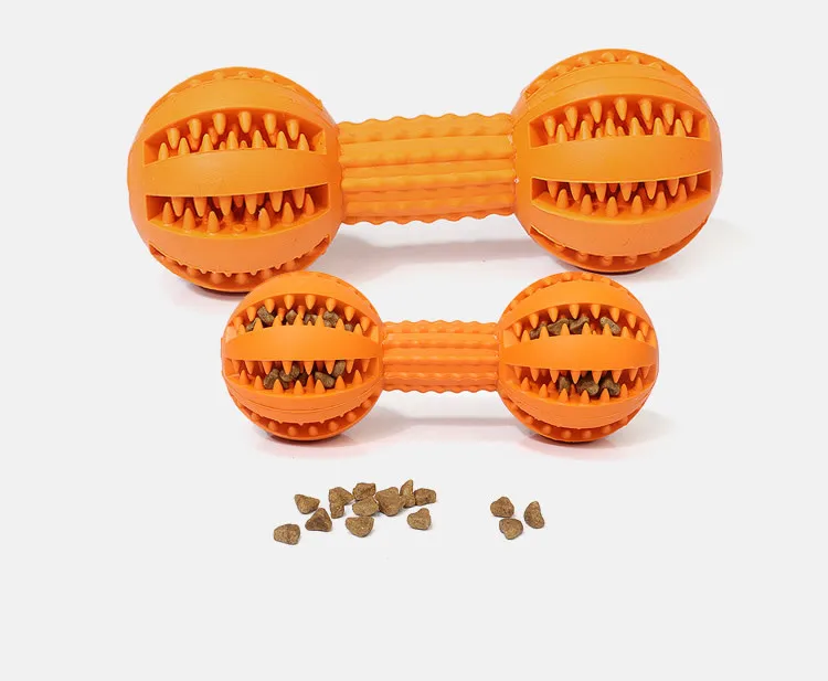 Pet Sof игрушки для собак сверхпрочная резиновая форма гантели игрушка смешная Интерактивная собака жевательные игрушки для собаки зуб чистый шар еды - Цвет: Orange