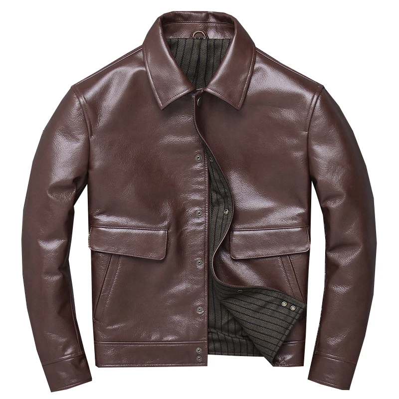 

Free shipping.sales,2020 new casual genuine leather Jacket,US mens dark brown Leather coat,Batik cowhide outwear.warm business