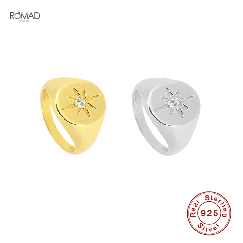 

ROMAD Minimalism Anise Star Rings for Women Girls Party Wedding Finger Rings Bague 925 Sterling Silver Ring Fine Jewelry Anillos