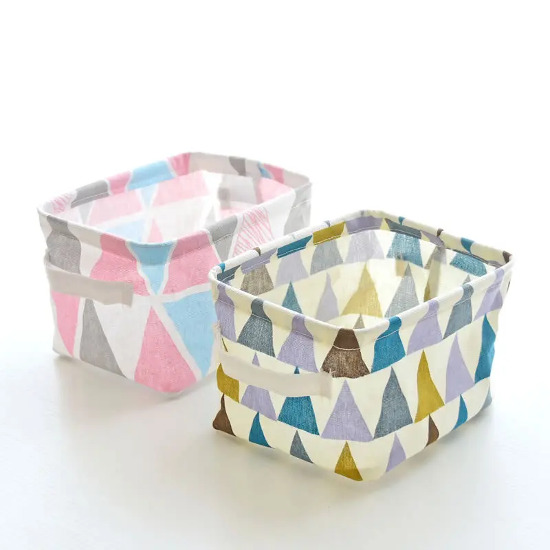 Mini Desktop Storage Kitchen Organizer Baskets Canvas Stationery Toy