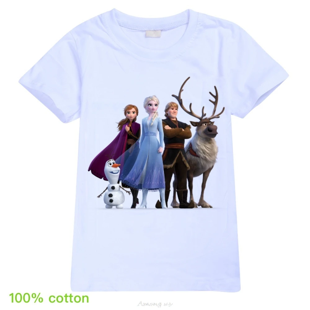Disney Frozen Princess Elsa Anna Girls T-Shirts Cartoon Print Costumes Boys Kids Sports Clothes Tops Cotton Child Toddler Tees | Игрушки и