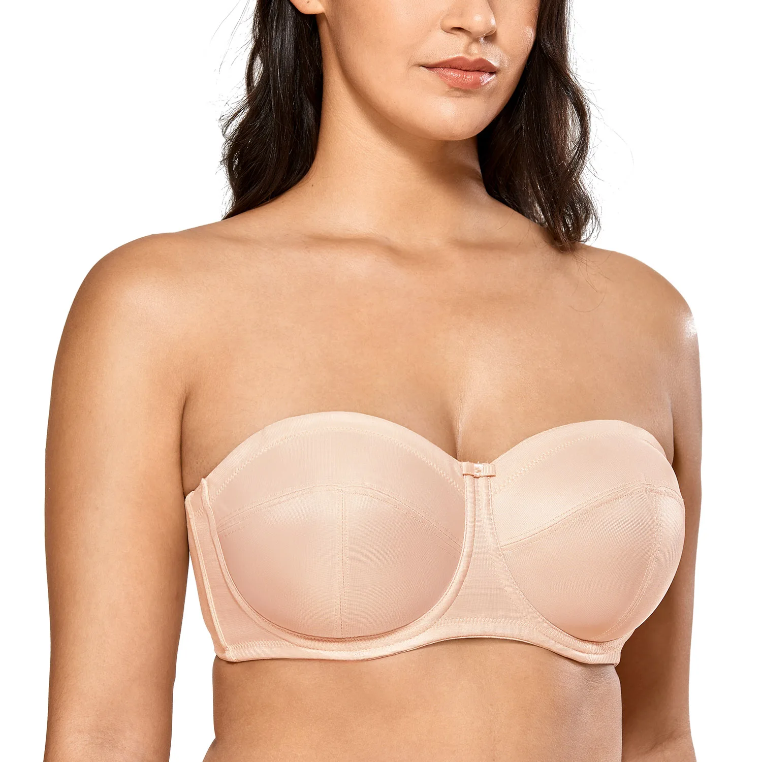 Mulher plus tamanho underwire ultra suporte não acolchoado push up convertible multi way sutiã sem alças c d dd e f|Sutiãs| - AliExpress