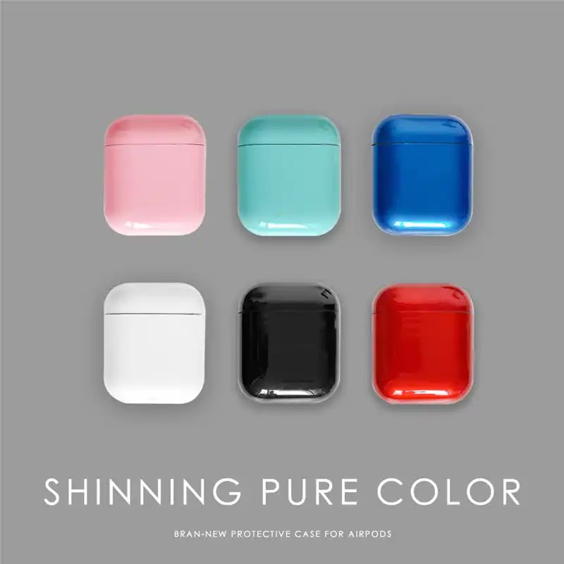 Shining Pure Colour Tiffany Blue Skin Protection Headphone Cases For Apple Wireless Bluetooth Headset Airpods 1 2 Hard Pc Cover Earphone Accessories Aliexpress