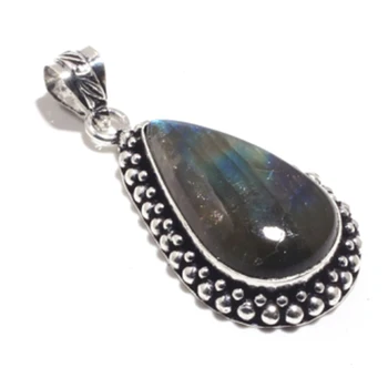 

Genuine Labradorite Pendant Silver Overlay over Copper , Hand made Women Jewelry gift , P9085