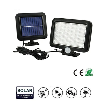 

56/30 LED Solar Lamp Human Body Induction Wall Light Dimmable Outdoor Garden Yard Path Lamp with Remote Control split mount 5M c