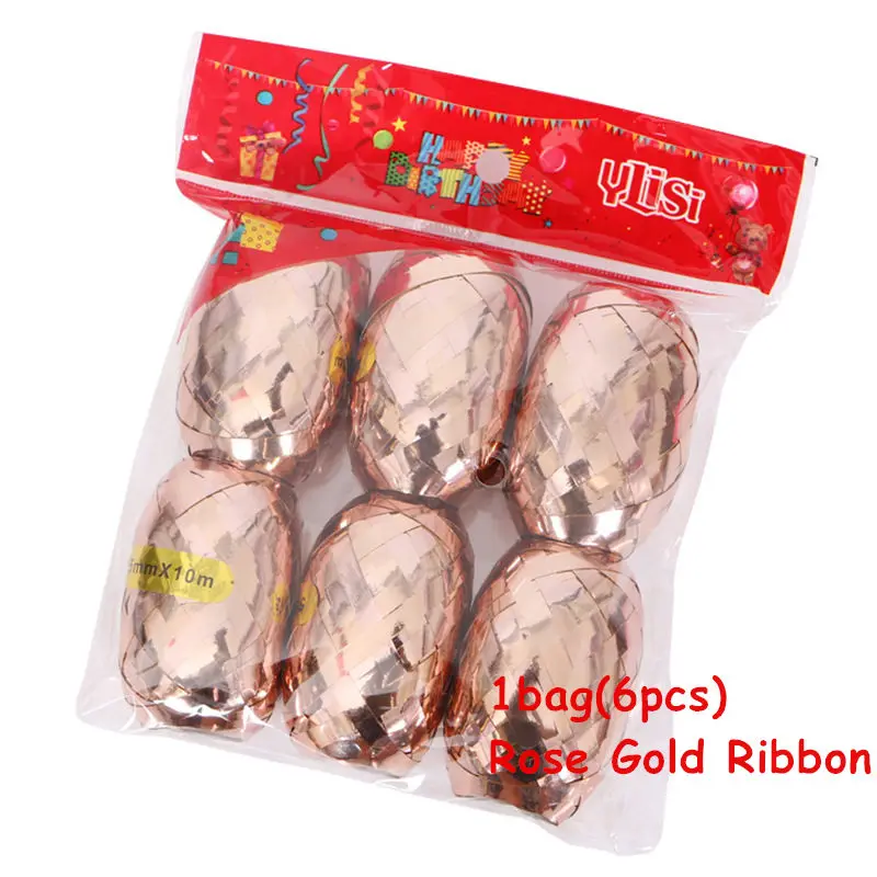 1bag RoseGold Ribbon Single Double Hole Clear Balloon Decor Strip Arch Garland Ballon Wedding Birthday Party Clips Pump Glue Balloon Accessories - Цвет: 1bag RoseGold Ribbon