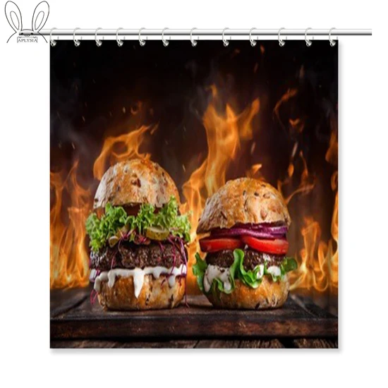 Занавеска для душа aplisia фаст-фуд, Вкусный гамбургер, 72x72 дюйма, водонепроницаемая занавеска для ванной комнаты, индивидуальная домашняя занавеска с крючками - Цвет: 08