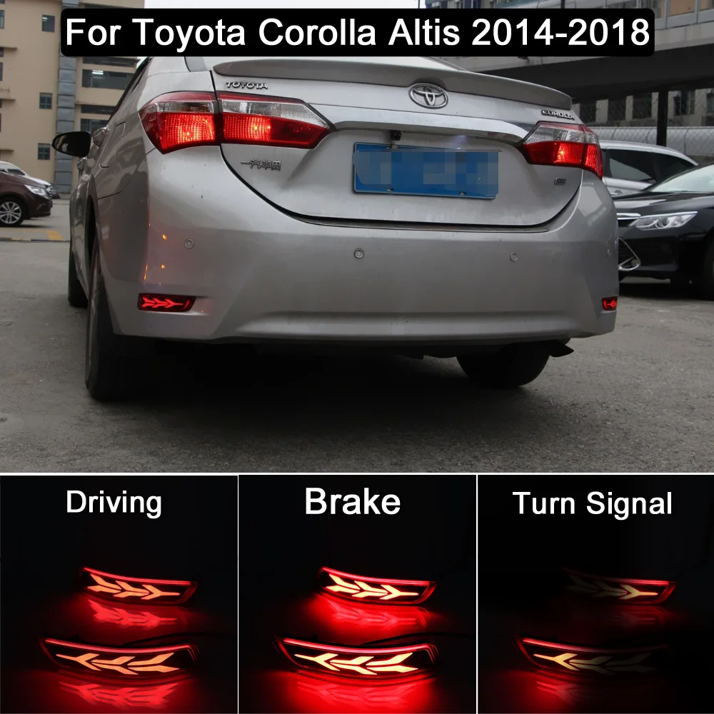 

Светодиодная лампа для заднего бампера, отражатель, Предупреждение светильник рь, тормозной сигнал, светильник поворота, свет s для Toyota Corolla Altis 2014-2018