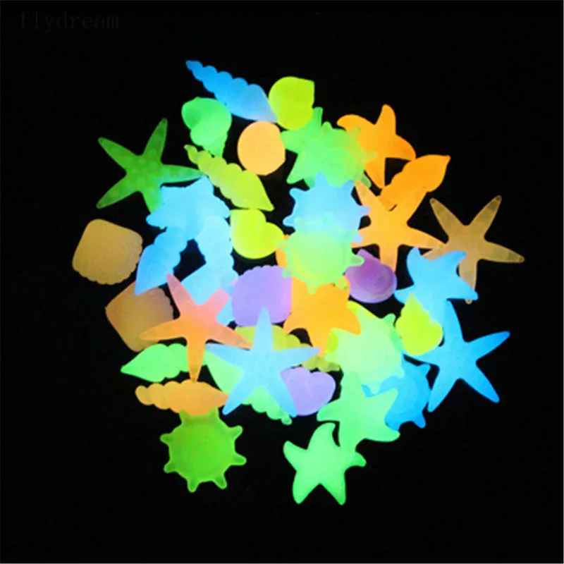 Светящиеся флуоресцентные морские звезды в форме раковины, светящиеся камни, декоративные для сада, аквариума, аквариума, ландшафтное украшение