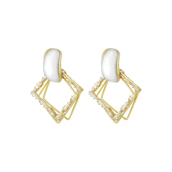 

SINTA Earrings S925 Sterling Silver Luxury White Zircon Geometric Earring For Women Party Jewerly