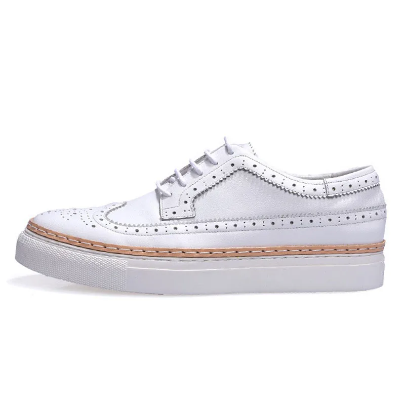 2020 New Summer Man Breathable Shoes Retro Genuine Leather Men Casual Fashion Lace Up Match Color Brogue Sapatos | Обувь