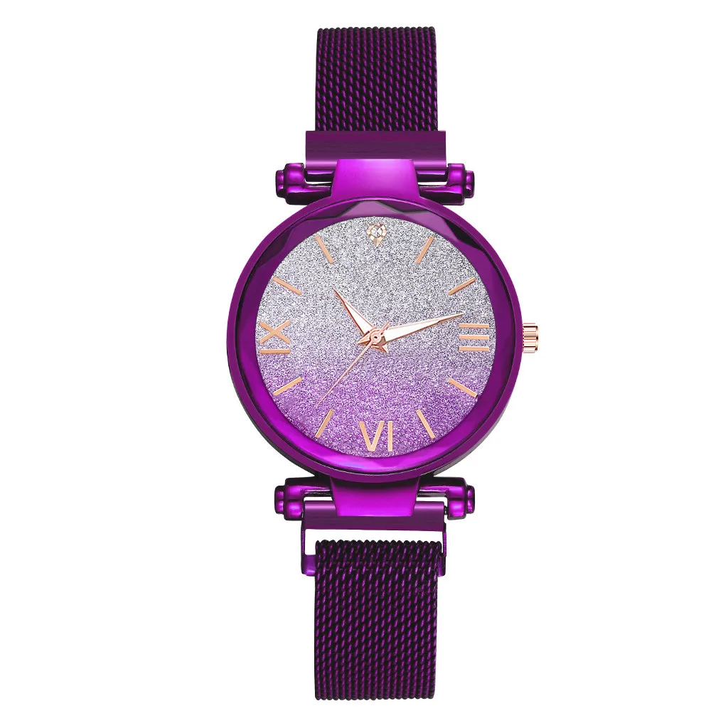 Новые часы Для женщин магнитной застёжкой градиент Звездное римские часы Zegarek Damski кварцевые Повседневное Relogio Feminino Наручные часы Reloj Mujer