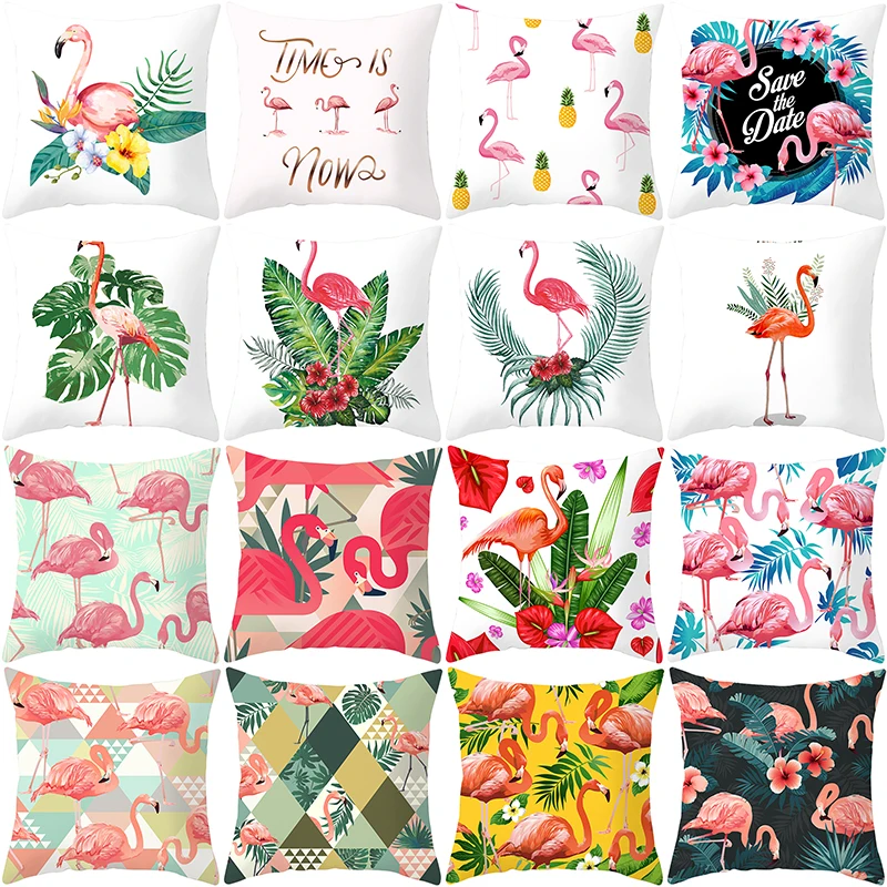 

Flamingo Pillow Case Decorative Pillow Cover Sweet Summer Cushion Case Hawaiian Style Cushion Cover For Home Sofa Bed Car