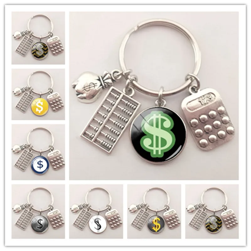 Модный брелок аксессуары с логотипом в долларах стеклянный выпуклой