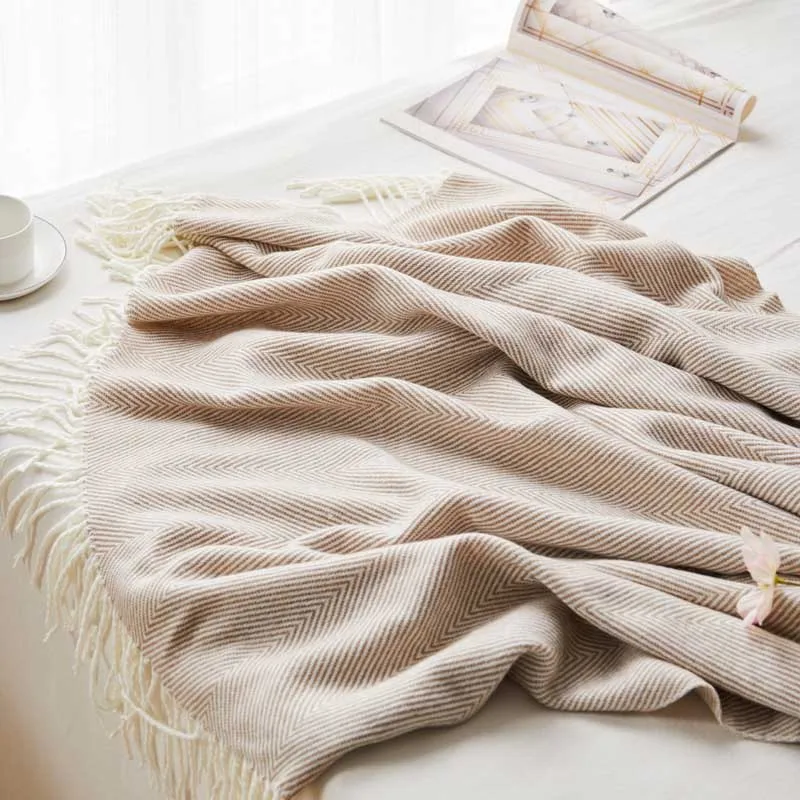 Ручной вязки домашнее полотенце волнистый с бахромой диване Sette крышка Сиеста офис шезлонг плед женщин манты - Цвет: khaki