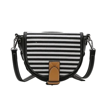 

Fashion stripe Canvas Women's Messenger Bags Small Saddle Crossbody Bags For Women 2020 Luxury Shoulder Bag Ladies Girls Handbag