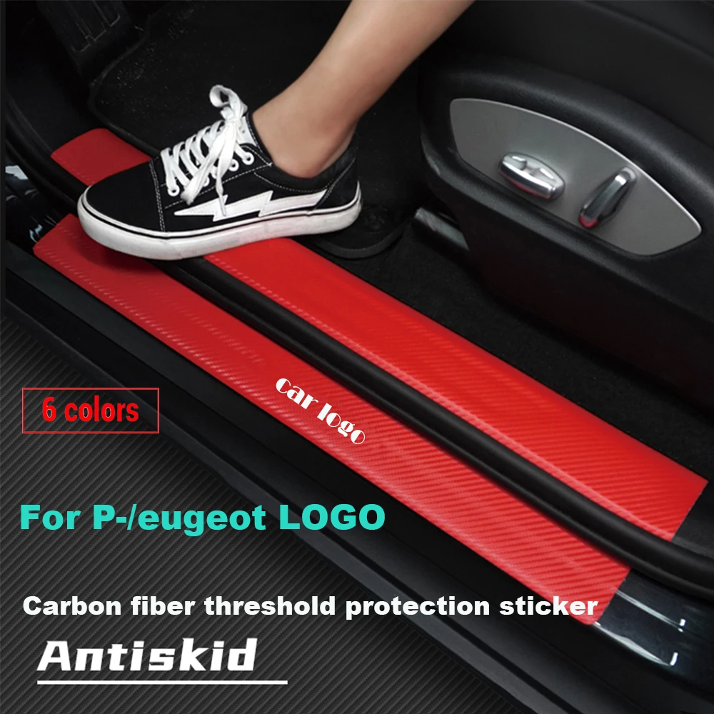 

Car accessories Carbon fiber Door Sill Scuff Car Door Sill Protector Stickers for Peugeot 208 308 408 508 2008 3008 Styling
