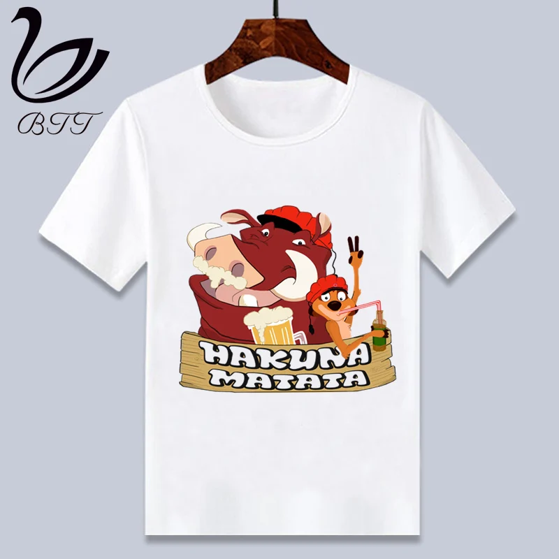 Hakuna Matata/футболка для мальчиков; летняя детская футболка для мальчиков; топы для маленьких девочек; детская футболка; Мультяшные футболки; одежда