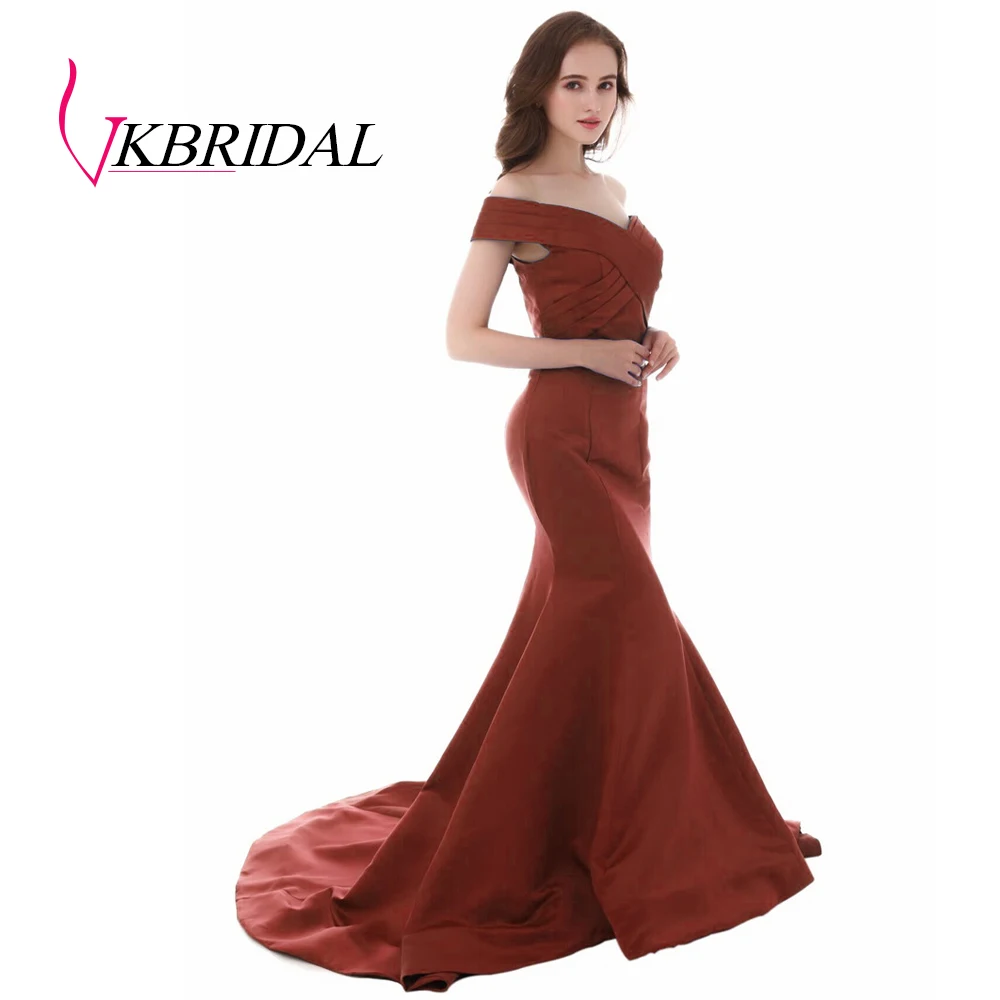 Бургундия VKBRIDAL элегантное с открытыми плечами Королевский синий формальное платье русалки вечернее платье для женщин robe de soiree - Цвет: Бургундия