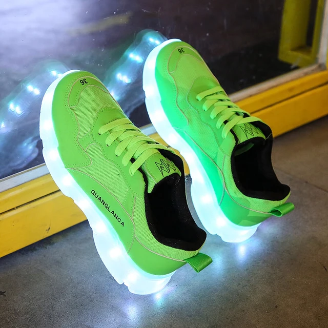 2022 New Luminous Sneakers Casual Glowing Lights Usb Led Girls Footwear Women Party Performance Dance Green - Shoes AliExpress