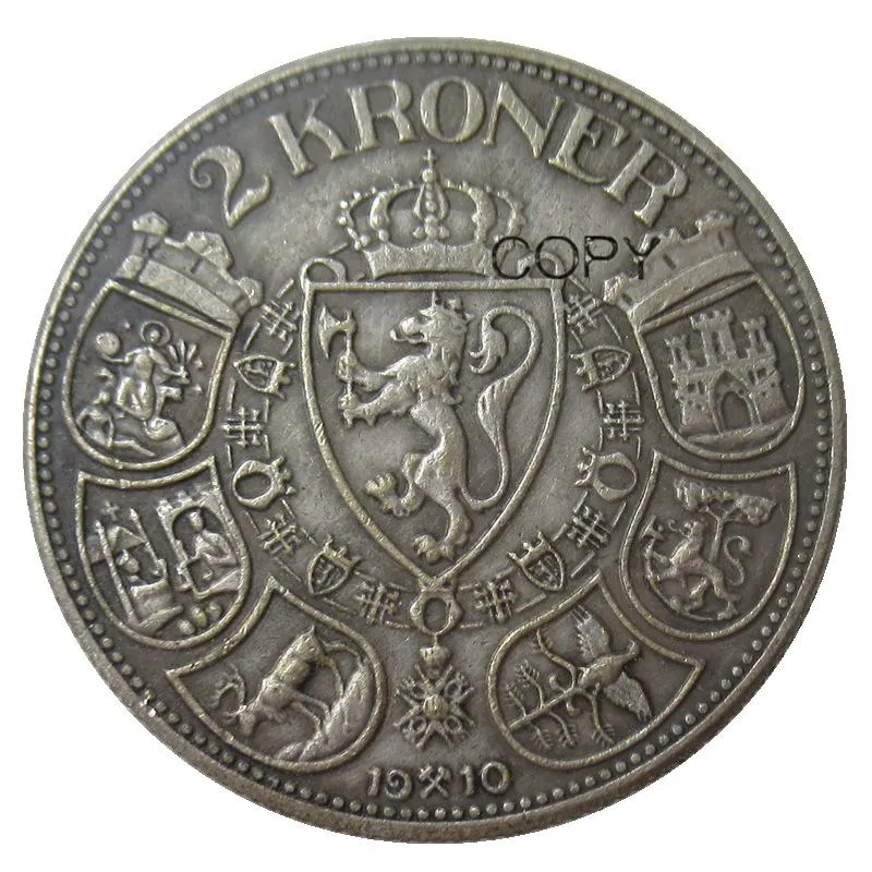 Norway 2 Kroner-Haakon VII 1910 1912 1913 1917 Посеребренная копия монет