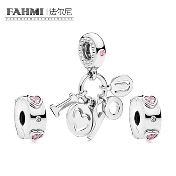 

FAHMI CPPO 100% 925 Sterling Silver I Love You Charm Pack Bead fit charm original Bracelets jewelry A Set