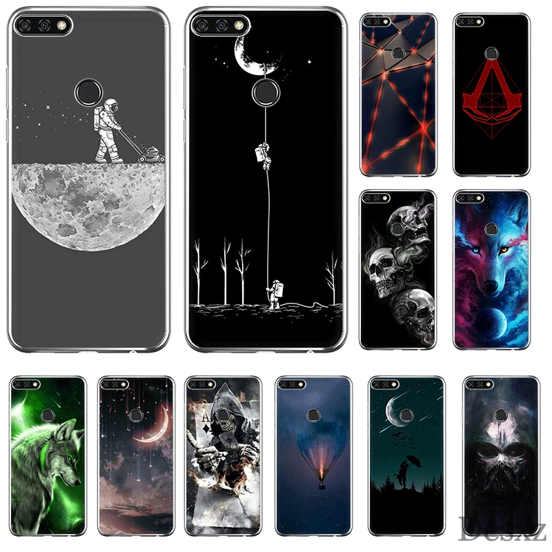 

Mobile Phone Case For Huawei Honor 7A 7C 7X 6A 8 8X 8C 9 9X View 20 Note 10 Lite Cover Night Light Map Protection