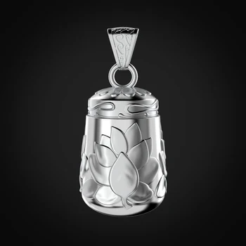 

S925 Silver carving Lotus Pendant Necklace Gawu box can be opened contain scriptures Lady lucky talisman Bring good luck