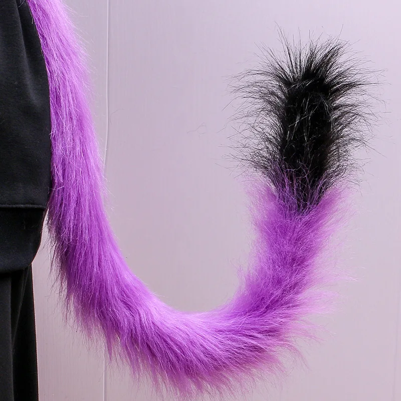 80CM Long Adult Kids Anime Solid Color Plush Cat Wolf Cosplay Props Animal Ears Bandana Long cat　Tail Halloween Lolita Costume anime outfits Cosplay Costumes