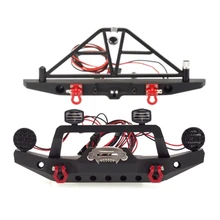 Frente parachoques trasero con 2 luces Led para 1/10 coche trepador de control remoto TRX4 Axial SCX10