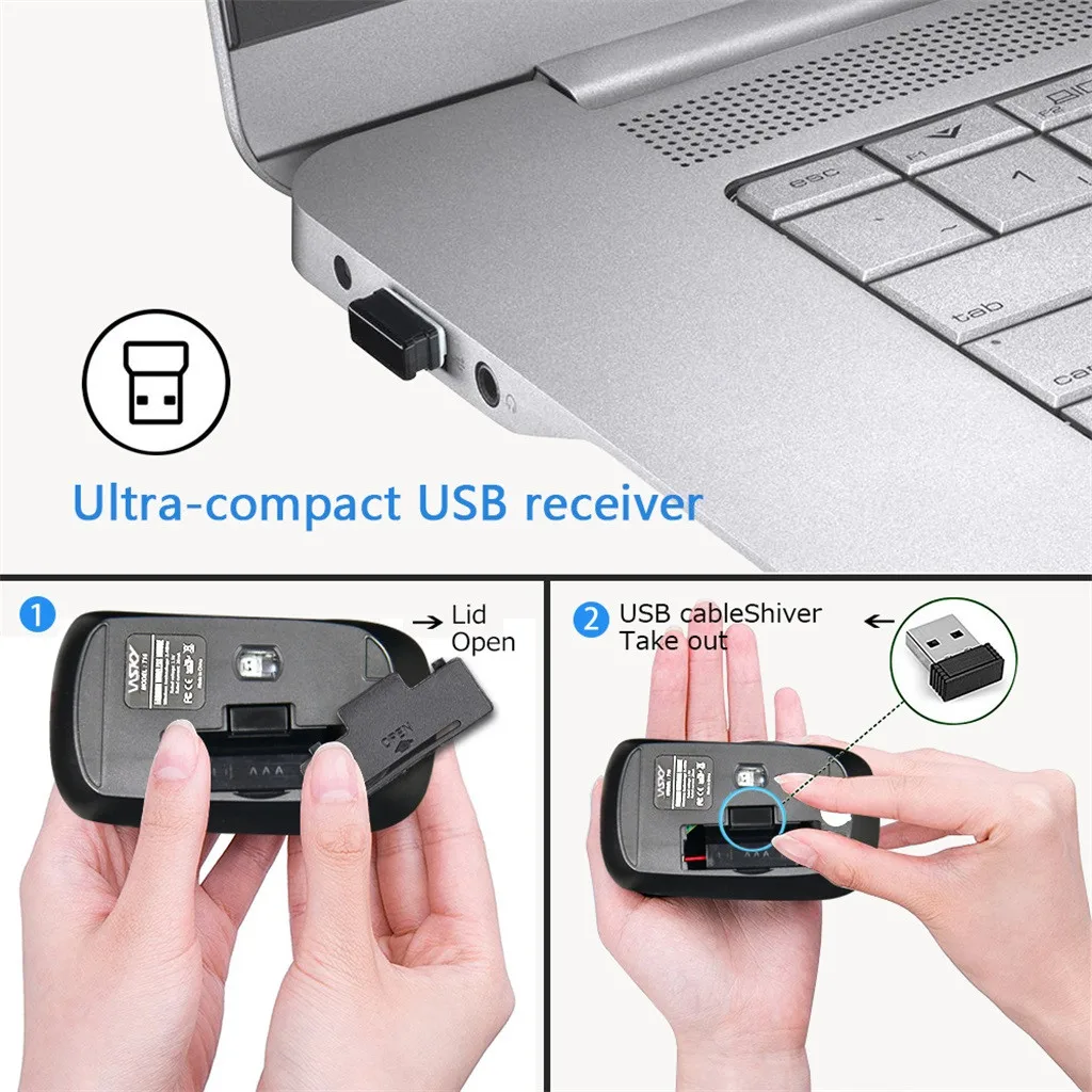 ZERODATE T16 Wireless Mouse USB Receiver Optical Sensor For PC Laptop Tablets