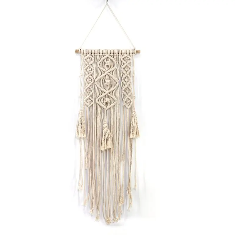 

New-Macrame Wall Art Handmade Cotton Wall Hanging Tapestry With Lace Fabrics Bohemian Hanging Best