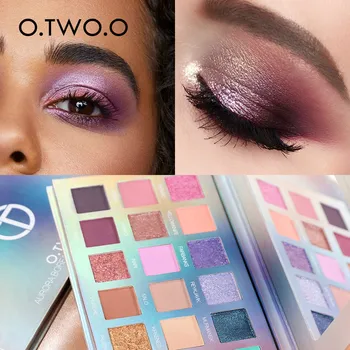 

O.TWO.O 18 Colors Eyeshadow Palette Pigmented Powder Easy to Blend Rich Color Aurora Borealis Eye Shadow Makeup