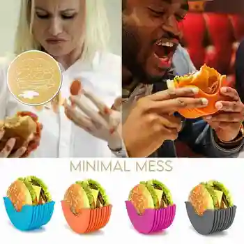 

Hamburger Fixed Box Creative Reusable Burger Clip Holder Reusable TPR Burger Frame Home Kitchen Useful Food Storage Rack