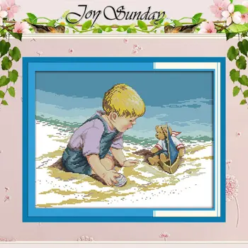 

The Beach Boy Patterns Counted Cross Stitch 11CT 14CT Cross Stitch Set Wholesale Chinese Cross-stitch Kit Embroidery Needlework
