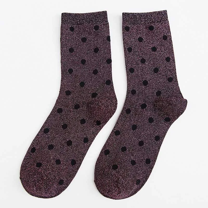 Модные милые женские беговые носки для студентов, женские свободные повседневные спортивные носки в горошек в стиле ретро для девочек, осенне-зимние женские носки - Цвет: Бургундия