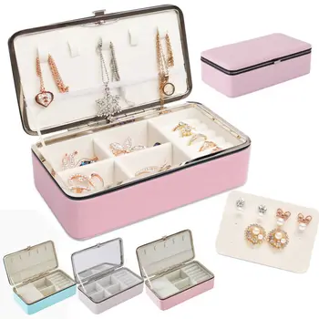 

Jewelry Small Organizer Display Travel Jewelry Case Box Portable Jewelry Box PU Leather Jewelry Storage Necklace Earrings Box