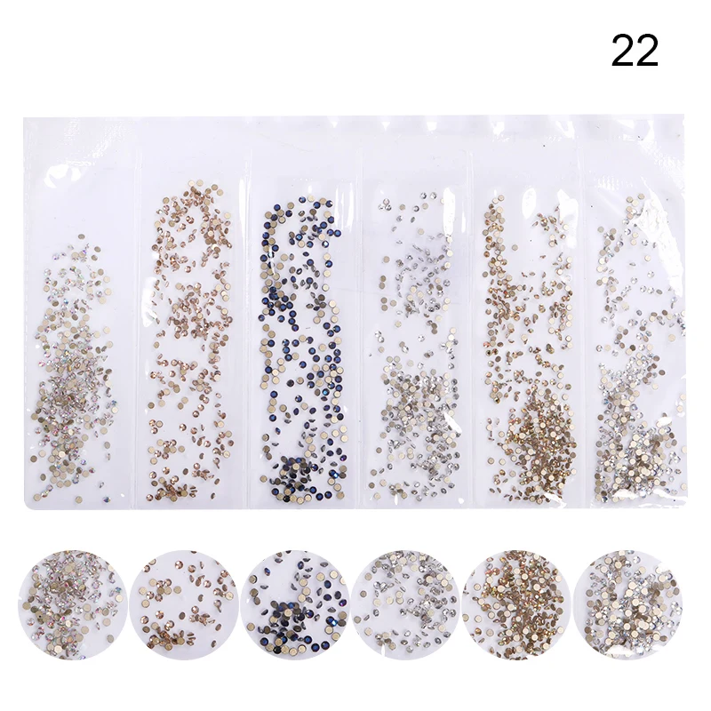 22 1700pcs Multi-size Glass 3D Rhinestones Set Nail Art Design Gems Nail Decorations Crystal Strass AB Stones Manicure Decorations - Цвет: 22