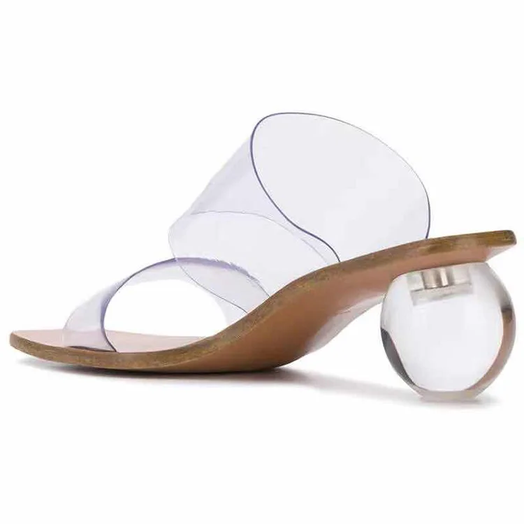 

A- line with Sandals Women's Summer New Style Transparent Square Head shui jing gen Semi-high Heeled WOMEN'S Sandals Large Size