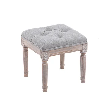 

American shoe stool solid wood makeup retro sofa stool clothing store fabric foot bedroom Nordic stool