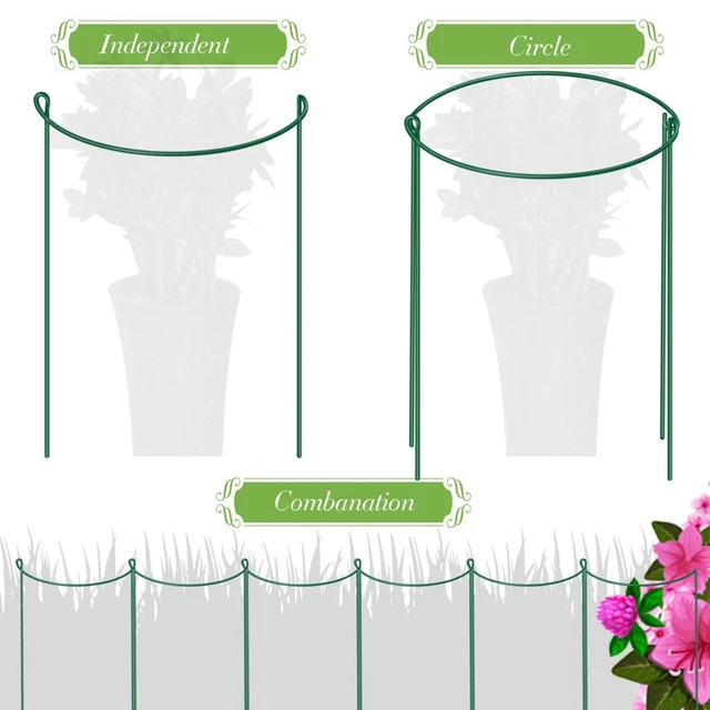4 Pack Plant Támogató Tétfém Kerti Növény Tét Zöld Fél Kerek Növényi Tartó Gyűrűs Ketrec Üzem - Image 3