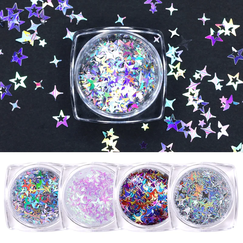 

Colorful Nail Sequins Holographic Effect Shiny Star Round Mixed Patterns 3D Nail Art DIY Beauty Design Decoration Tips in Box